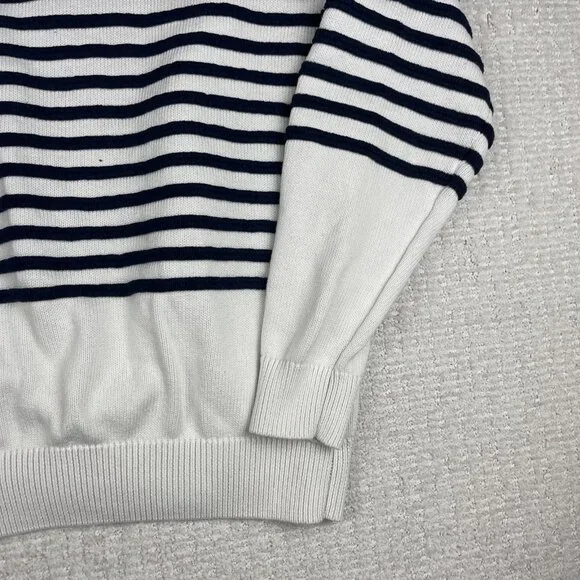 Lacoste Live! Preppy Knitted pullover Sweater White / Navy Striped Men Sz 6 Read - Picture 6 of 16